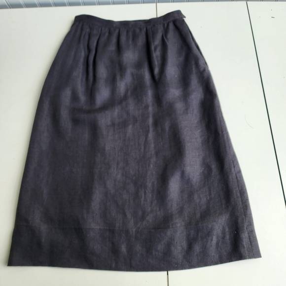 ILGWU Dresses & Skirts - Vtg Women's Linen Midi Skirt ILGWU Black Side Zip USA Sz 12